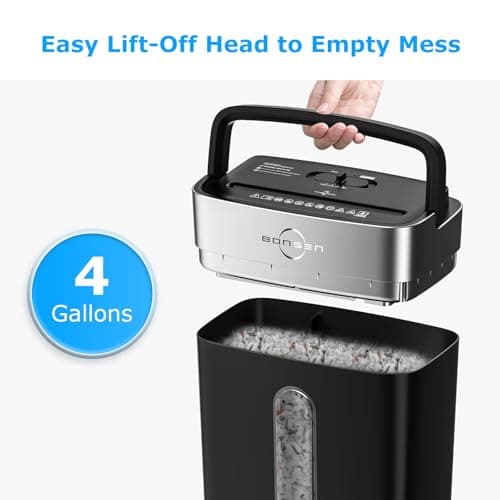 BONSEN Shredder for Home Office, 4 Gallons 8-Sheet Cross Cut Credit Card Shredder, Small Paper Shredder for Home Use, High Security Level P-4, ETL Certification (S3101) 5
