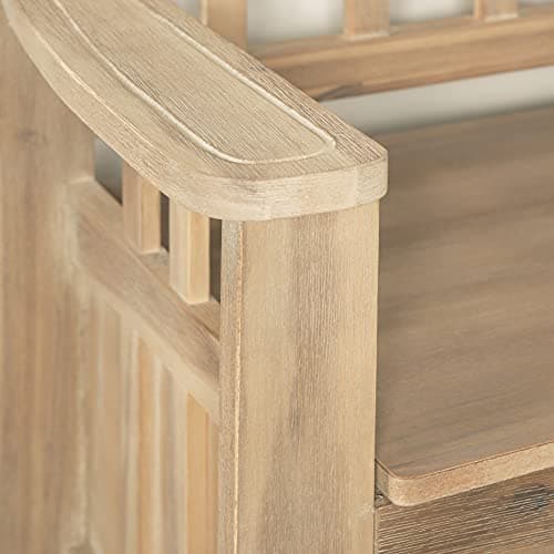 Linon Frankie Natural Wood Washed Storage Bench 5