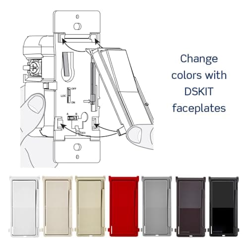 Leviton Decora Slide Dimmer Switch for Dimmable LED, Halogen and Incandescent Bulbs, DSL06-1LZ, White with Ivory and Light Almond Faceplates 7