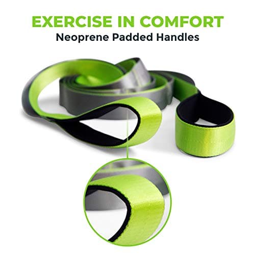 Gradient Fitness Stretching Strap for Physical Therapy, 12 Multi-Loop Stretch Strap 1.5" W x 8' L, Neoprene Handles, Physical Therapy Equipment, Yoga Straps for Stretching, Leg Stretcher, (Green/Grey) 6