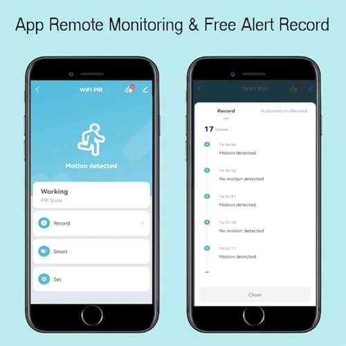 WiFi PIR Motion Sensor: Smart Indoor Motion Detector with App Notification Alerts & Records, Battery Included, Infrared Movement Detector for Remote Monitor and Home Automation (1-Pack) 6