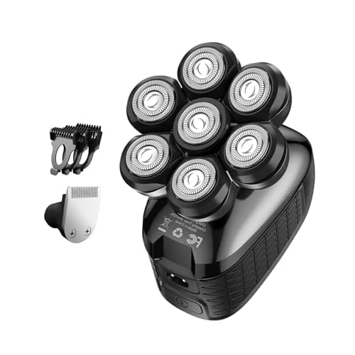 Head Shaver 7D, Wyklaus Head Shavers for Bald Men, Head Electric Razor with Nose Hair Trimmer, Waterproof Wet Dry Mens Grooming Kit (Black)