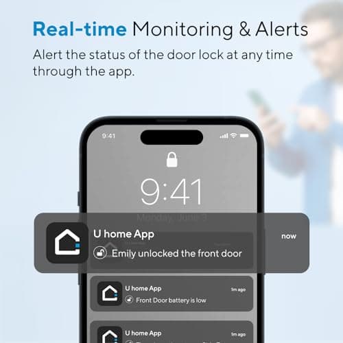 ULTRALOQ U-Bolt Pro Smart Lock with WiFi Bridge, 7-in-1 Fingerprint Keyless Entry Door Lock, App Remote Control, Backlit Keypad, Auto Unlock, Front Door Smart Deadbolt, IP65 Waterproof, 1Year Battery 9