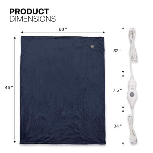 mollie Soft Flannel Heated Throw Blanket 45" x 60" 3 Heat Settings & 4 Hours Electric Blanket Machine-Washable Heated Blanket with Auto-Off Fast Heating Electric Heating Blanket, Dark Blue 2