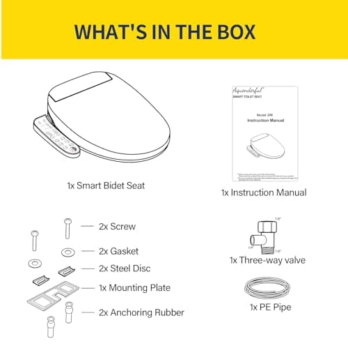 Aquonderful Elongated Smart Bidet Toilet Seat, Electric Smart Heated Seat with Slow Closes, Warm Water, Dryer, Vortex Wash, Rear and Front Wash, Night Light, White, 208 (Elongated) 8