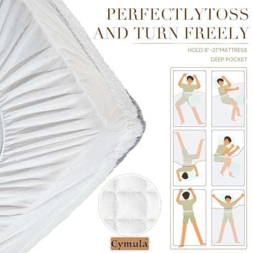 Cymula Mattress Topper Full Size, Soft Sherpa Mattress Pad for Back Pain Sleeper Extra Thick Luxury Plush Mattress Cover, Pillow Top Futon Protector with 8-21" Deep Pocket, Grey 6