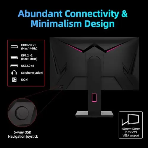 KTC 27'' 2K 170Hz Gaming Monitor - Fast IPS 1ms GTG Pc Monitor with FreeSync G-Sync, HDMI/DP/USB Ports, Height/Tilt/Swivel/Pivot Adjust, 131% sRGB and 97% DCI-P3 Color Gamut for Vertical Monitor 6