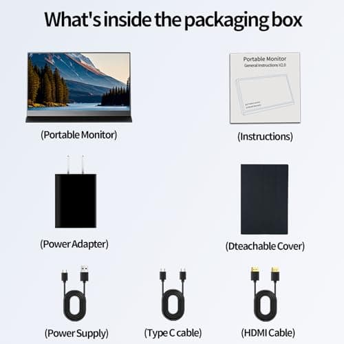 StarXnDa 17.3''Portable Laptop Monitor,2.5K (2560 * 1440p) 144hz IPS HDR Gaming,HDMI USB-C Ports Magnetic Case & VESA Portable Monitor for Laptop PC Mac Switch PS5 Xbox 7