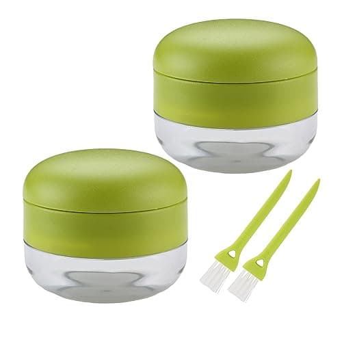 DOSMAMZ 2PCS Garlic Presses, Garlic Chopper, Stainless Steel Blades Cutter, Crusher, Mincer, and Storage Container - Includes 2PCS mini Brushes - Suitable for both Home and Camping – (Green)