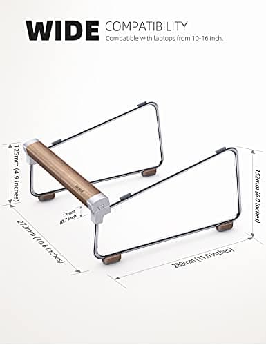 Lamicall Laptop Stand for Desk - Aluminum and Walnut Desktop Notebook Stand Holder, Ergonomic Laptops Holder for MacBook Air/Pro, Dell, Hp, Msi, Asus, Acer, Chromebook, Surface Pro and 10-16'' Laptop 5