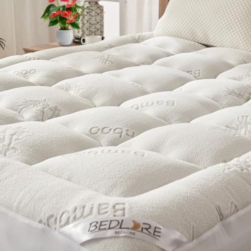 BEDLORE King Mattress Topper Viscose Derived from Bamboo, Thick Pillow Top Mattress Pad with Stretchable Pockets for 6-18 inches Mattress, Soft Breathable Mattress Topper for Back Pain Relief