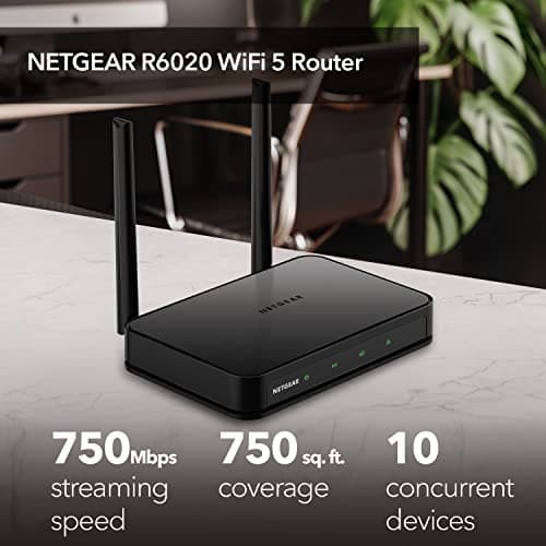 NETGEAR Dual Band WiFi Router (R6020) – AC750 Wireless Speed (Up to 750Mbps), Coverage up to 750 sq. ft., 10 Devices, 4 x Fast Ethernet Ports 2
