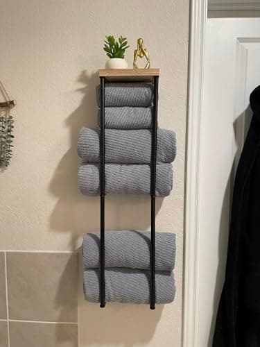Insecticidal Towel Racks for Bathroom, 2 Tier Wall Towel Holder with Insect Prevention Wood Shelf, Anti-Mites‌ Towel Rack for Small Bathroom