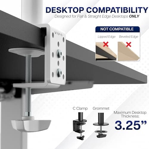 VIVO Dual Monitor Desk Mount, Heavy Duty Fully Adjustable Steel Stand, Holds 2 Computer Screens up to 30 inches and Max 22lbs Each, White, STAND-V002W 6