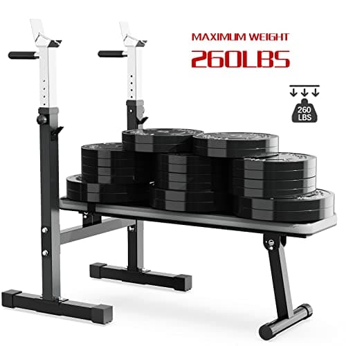Lmdex Adjustable Weight Bench Press with Squat Rack Folding Multi-Function Dip Station for Full Body Workout Home Gym Strength 6