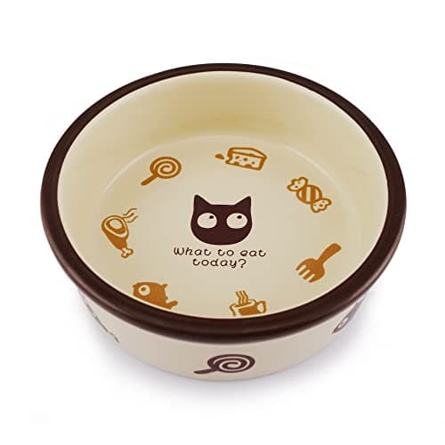TTCAT Ceramic Cat Food Bowl,Cute Cartoon Pattern,Basic Bowl, Small Pet Feeding Dishes for Cat, Kitten, Small Dog, Dishwasher Safe…