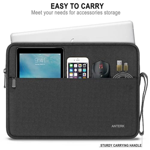 Laptop Sleeve 14 Inch, Water Resistant Traveling Computer Cover with Handle, Shockproof Protective Carrying Laptop Case Compatible for 14 Inch MacBook Air/Pro, HP, Dell, Asus, Lenovo, Black 5