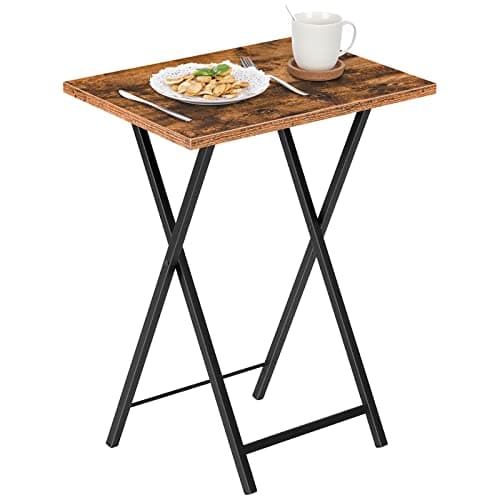 HOOBRO Folding TV Table, TV Tray, Stable Snack Table for Small Space, Portable Sofaside Desk, Easy Assembly and Storage, Ideal for Snacks and Meals in Living Room, Rustic Brown and Black BF15BZ01 9