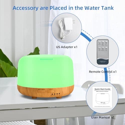 SPLITSKY Aromatherapy Essential Oil Home Diffuser with Remote Control, 300ML Large Room Cool Mist Air Humidifier, 8 Hours Quiet Operation, Timer, 7 Colors LED Night Night，Suitable Home,Yoga. 5