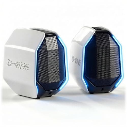 IBALL·BOX Computer Speakers for Desktop PC, Gaming PC Speakers for Desktop – USB-C, Bluetooth 5.3, 3.5mm AUX, AC Powered External Audio with Rich Stereo bass, Laptop/Mac, RGB Lights, White, 30W