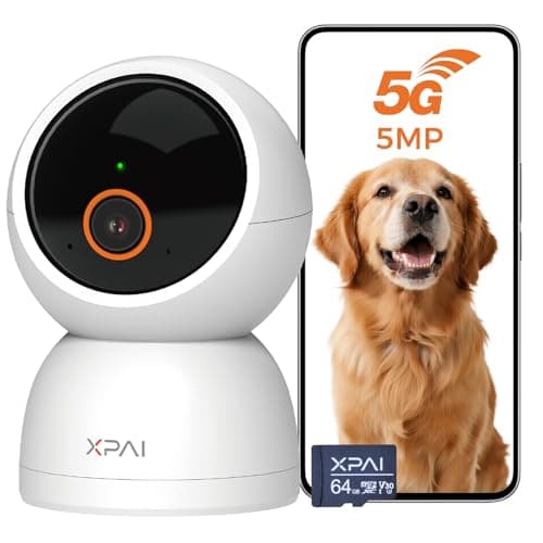 xpai Indoor Camera Wireless, 3K Indoor Camera No Subscription,360° Motion Detection Room Cameras for Google TV, 5G Wireless Cameras with 2-Way Audio, Security Cameras for Baby and Pet
