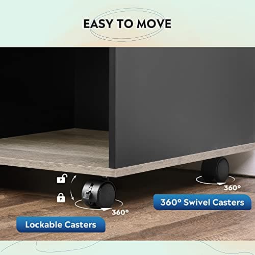 DEVAISE 3 Drawer Mobile File Cabinet, Wood Lateral Filing Cabinet, Printer Stand with Open Shelves for Home Office, Greige 6