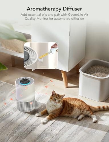 GoveeLife Smart Air Purifiers for Bedroom, Portable Filter Cleaner with WiFi Alexa Control for Pet Hair Odors Pollen Smoke, 24dB Quiet Air Purifier with 3 Speeds, Timer, Aromatherapy for Desktop 5