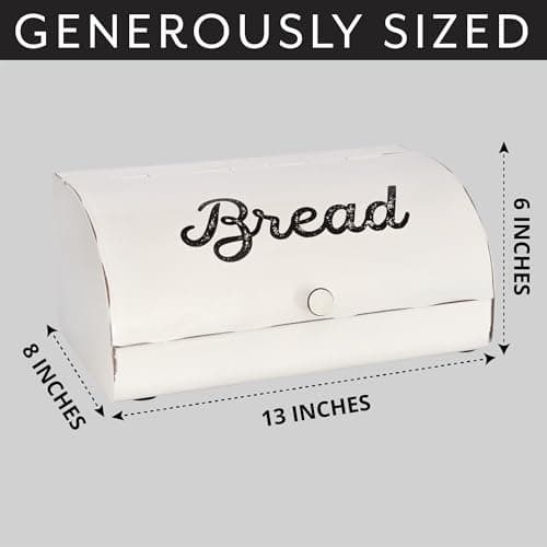 AuldHome Design Rustic White Bread Box; Farmhouse Vintage Enamelware Countertop Bread Bin 6