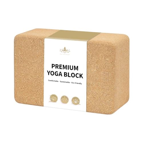 Hatha Yoga Cork Yoga Block, Natural Cork from Portuguese, Premium Brick 9"x6"x3", Eco-Friendly Yoga Accessories for Yoga, Pilates & Stretching
