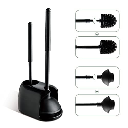 Eyliden Toilet Plunger and Brush, 2 in 1 Toilet Bowl Brush Plunger Set with Holder, Bathroom Cleaning Tools Combo with Caddy Stand, Nylon Bristles, Shatter-Resistant Plastic, Black 7