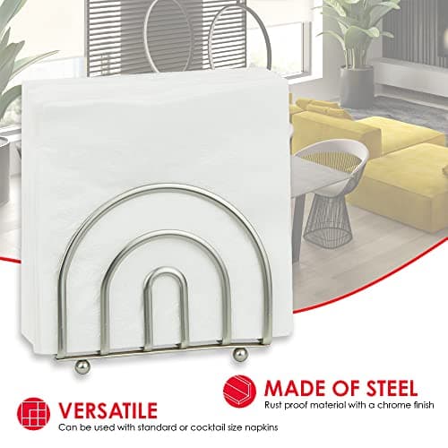 Home Basics Paper Napkin Holder/Freestanding Tissue Dispenser for Kitchen Countertops, Dining Table, Picnic Table, Indoor & Outdoor Use, Durable Storage and Organization Option (Satin Nickel) 2