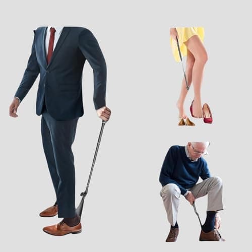 Taneltik shoe horn long handle,15"-39" Telescopic Shoe Horn, metal with Multiple Extensions folding shoe horn,Aluminum Alloy standing shoe horn for seniors men women,extandable shoe horn 6