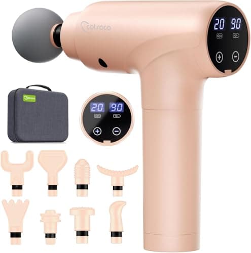 cotsoco Massage Gun Deep Tissue, Muscle Massage Gun with 9 Attachment Heads 20 Speeds & Silent Brushless Motor for Pain Relief, Handheld Percussion Back Massager Gun for Athletes(Pink)