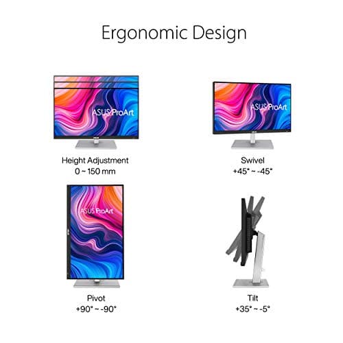 ASUS ProArt Display PA279CV 27” 4K HDR UHD (3840 x 2160) Monitor, IPS, 100% sRGB/Rec. 709, ΔE < 2, USB-C DisplayPort HDMI USB hub, Calman Verified, Compatible with Laptop & Mac Monitor 5