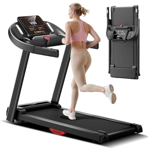 CURSOR FITNESS Home Folding Treadmill with Pulse Sensor, 2.5 HP Quiet Brushless, 7.5 MPH, 265 LBS Capacity