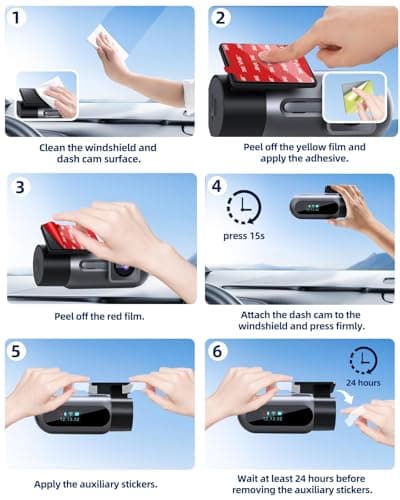 Double Sided Adhesive Sticky Pads for Dash Cam 4PCS, 2.83" Square & 2.2" Round Heat-Resistant Heavy Duty Mounting Tape Kit, Universal Car Windshield Sticker for GPS/DashCamera Suction Cup Mount 7