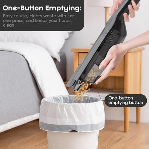 AYONTIN Cordless Handheld Vacuum, Lightweight Portable Hand Vacuum Cleaner with LED Light,Rechargeable Hand Held Vacuum with One-Touch Empty, Powerful Suction for Office, Home,Car,Gray 7