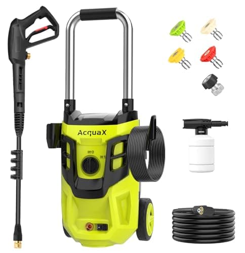 AcquaX Pressure Washer, High Power Washer with 4 Quick Connect Nozzles, 35FT Power Cord, 20FT Hose