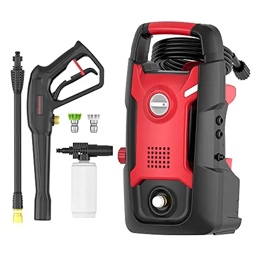 POWERWORKS Electric Pressure Washer,1700 PSI 1.2 GPM Power Washers,13-Amp Pressure Washers with 20ft High Pressure Hose and 3 Nozzles for Car Garden Cleaning (PWMA Certified) red