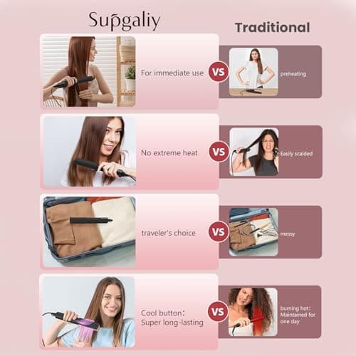 Hair Straightener - 2 in 1 Wet to Dry Hair Dryer and Straightener with High-Speed Airflow + Rapid Heat-Up + Customizable Temperature + LCD Display & Auto Shut-Off + No Heat Damage (Matte Black) 7