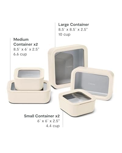 Caraway 13pc Glass Food Storage Container Set - Easy to Store, Non Toxic Lunch Box - with Glass Lids - Includes Storage Organizer - Cream 3
