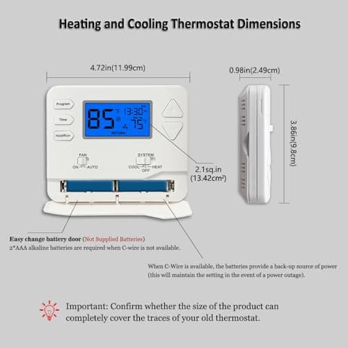 Programmable Thermostat for Home,Conventional Single-Stage Systems,5-1-1 Day Programmable Digital Energy-Saving Thermostat,up to 1 Heat/1 Cool Compatible with Gas System,Blue Backlight 6