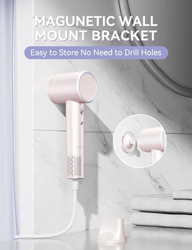 Negative Ionic Hair Dryer,ANLAN 1300W Fast Drying Blow Dryer 120,000 RPM Professional High-Speed Hair Dryer Low Noise Home Hairdryer with Magnetic Nozzle Lightweight Travel Hairdryers for Women (Pink) 6