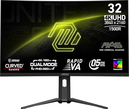 msi MAG 321CUPDF 32-inch 3840 x 2160 (UHD) Gaming Monitor, 320Hz, Adaptive-Sync, HDMI, DisplayPort, VESA Mountable, Tilt, Height Adjustable, Speaker, 0.5ms, Black
