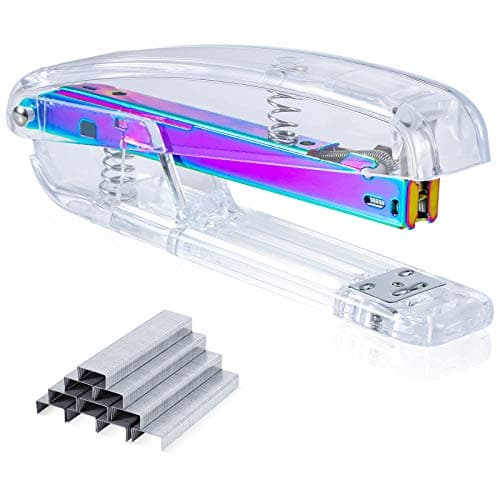 SEAKOS Acrylic Originality Stapler,Fashion Transparent Shape,Office and Home Student Stapler,Quality Spring,Durable Acrylic,Free 1000 26/6 Staples,(Multicolor)