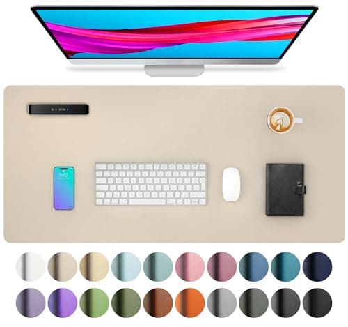 Aothia Non-Slip PU Leather Waterproof Laptop Desk Pad Protector, Blotter Mat, Writing and Mouse Pad for Office & Home, Beige, 23.6" x 13.7"