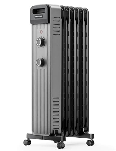 Pelonis Oil Filled Radiator Heater for Large Space, 2025 Upgraded, Space Heaters with 1500W Quiet Warmth Radiant Heater, 3 Heating Modes, Overheat & Tip-Over Protection, Adjustable Thermostat, Black