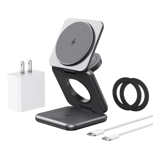KU XIU Wireless Charger for Samsung,Zinc Alloy Foldable 3 in 1 Wireless Charging Station for Samsung Galaxy S25 Ultra S24 S23 S22 Note Z Fold 7 Flip/Buds,Fast Charger for Galaxy Watch Ultra 8 7 6 5 4