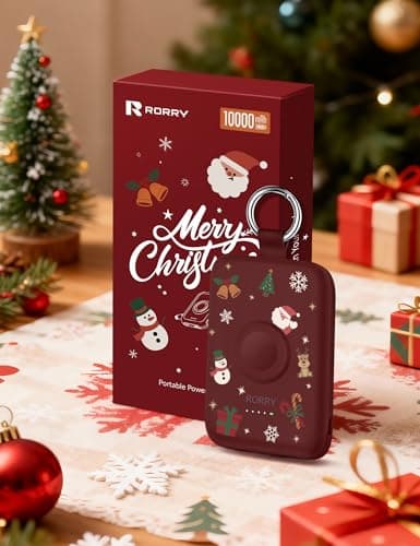 RORRY Portable Charger, 10000mAh PD 20W Fast Charging Portable Charger Power Bank with Built in Cables, Travel Battery Pack for iPhone 17/16/15/14/13/12 and Apple Watch, Christmas Red 6