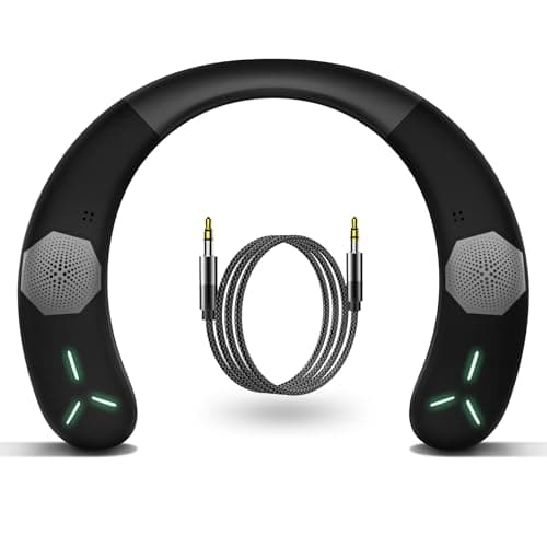 ENUOSUMA Neckband Bluetooth Speaker, Wireless Neck Speaker with True 3D Stereo Sound, Wearable Soundwear for Home, Sport, Outdoor, Black